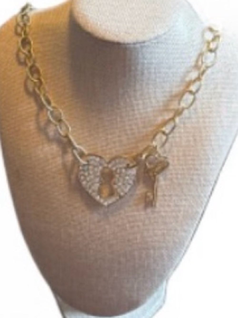 Guess Gold Heart & Key Charm Necklace - Women Jewelry